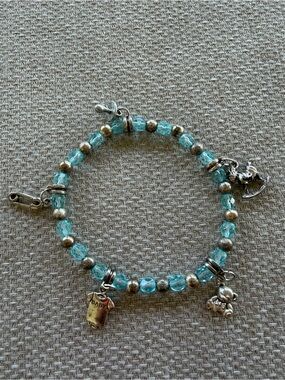 Turquoise Bead Charm Bracelet - Baby & Teddy Charms